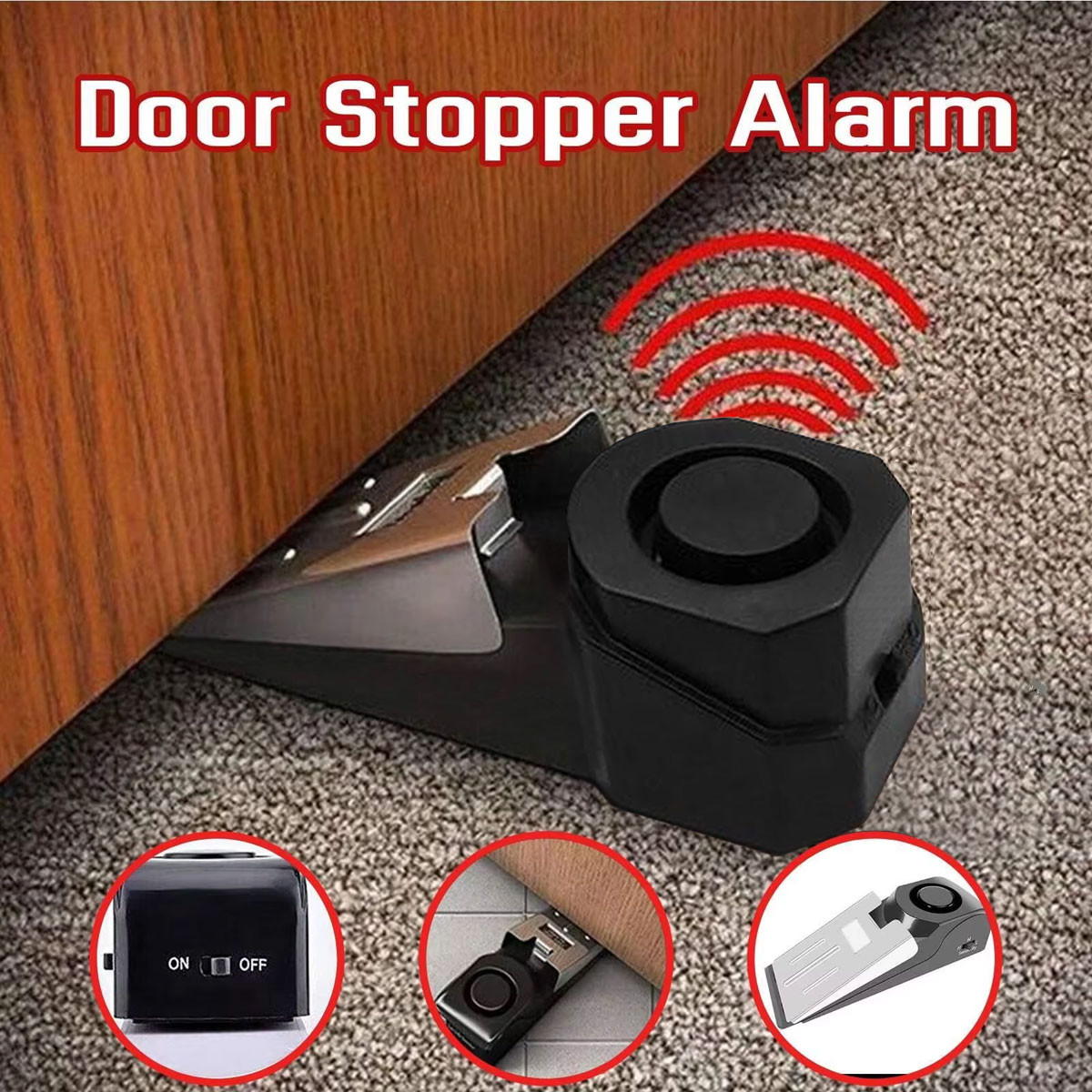 Wireless Door Sensor - Wireless Door Stop Alarm System 120dB