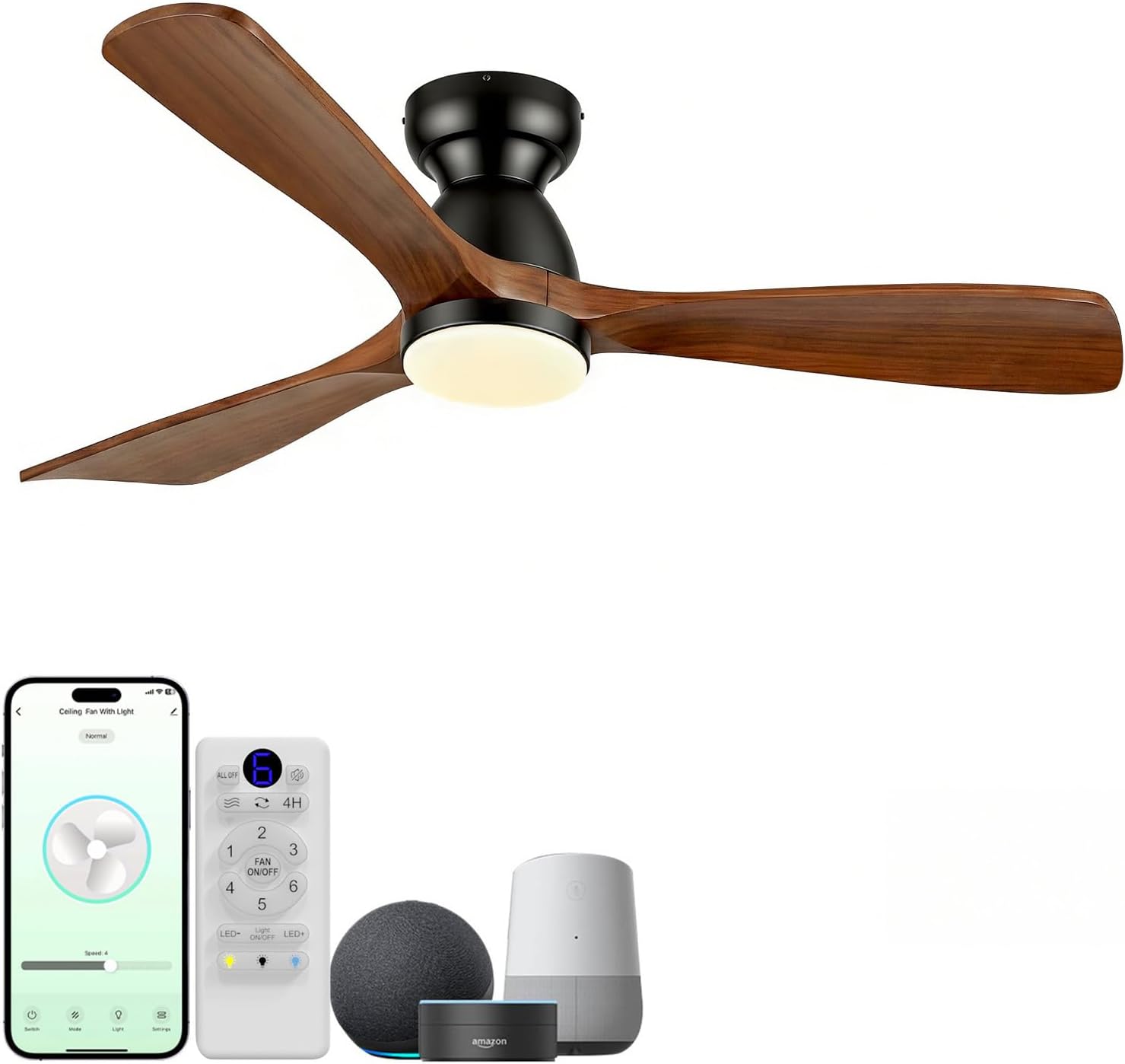 Smart Ceiling Fan - 52in Smart Flush Mount Ceiling Fans