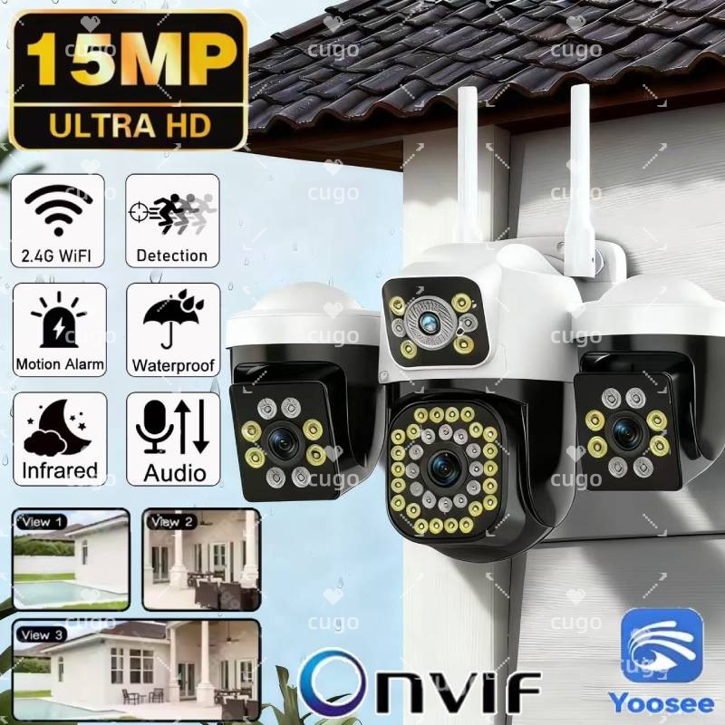 15MP 8K WiFi IP Camera Triple  - Smart Home Kamera Outdoor ulasan dan harga
