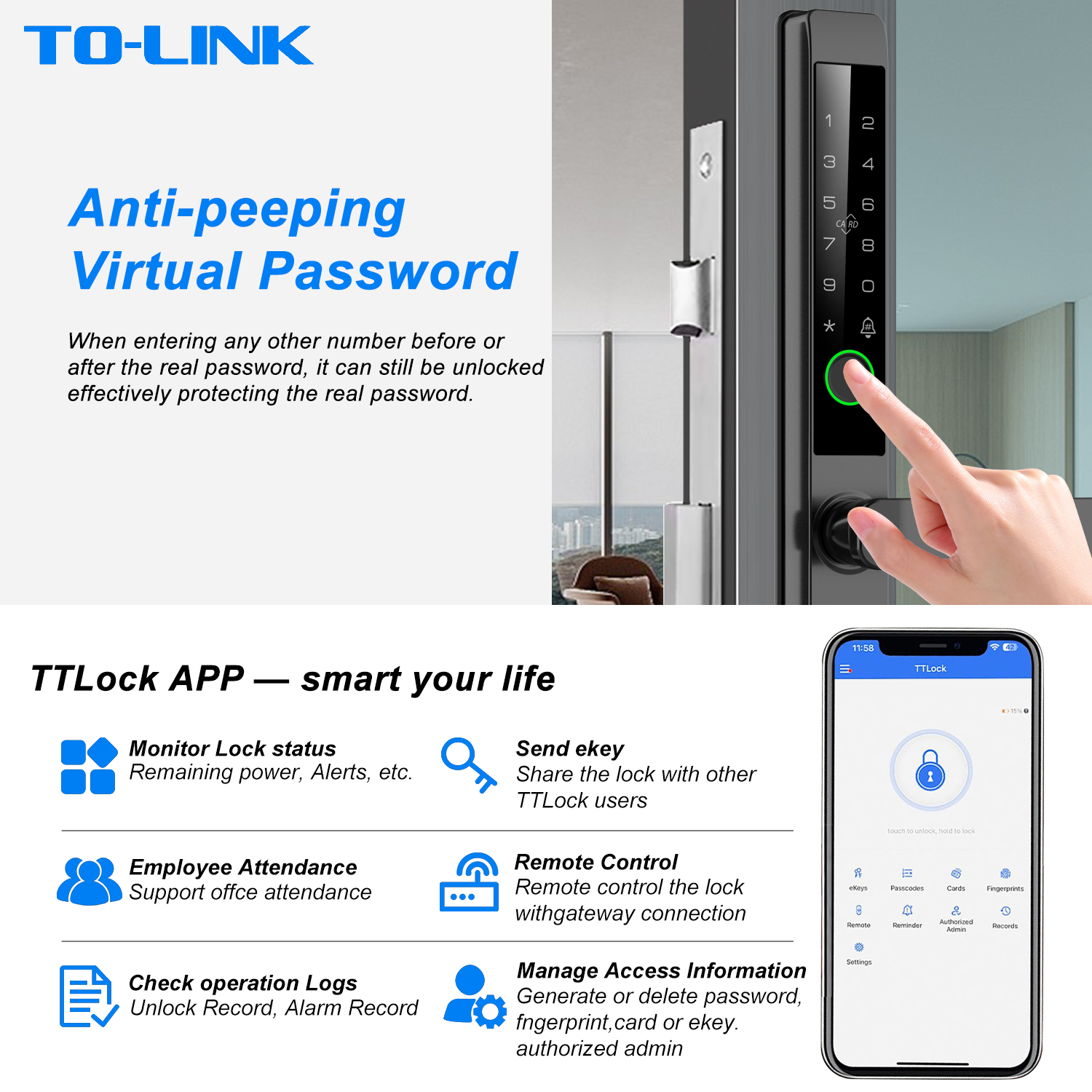 Tolink Key Card Password Tuya  - Smart Door Lock ulasan dan harga