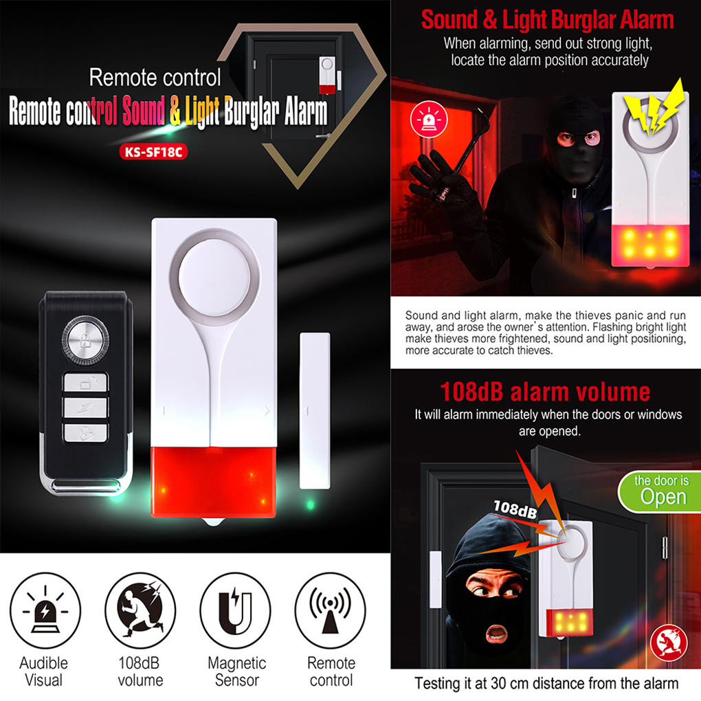 Anti-Theft Alarm 110db Loud Do - Wireless Door Sensor ulasan dan harga