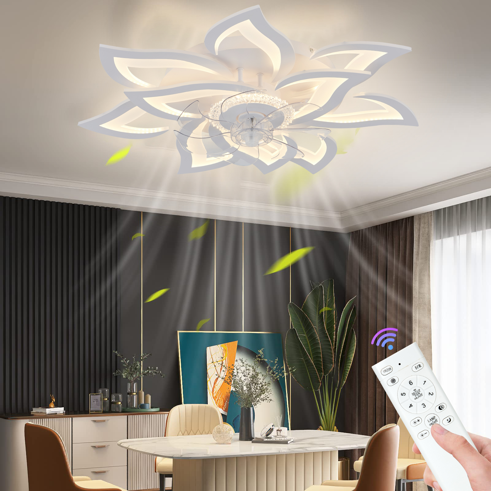 Lotus Led Ceiling Fan with Sma - Smart Ceiling Fan ulasan dan harga