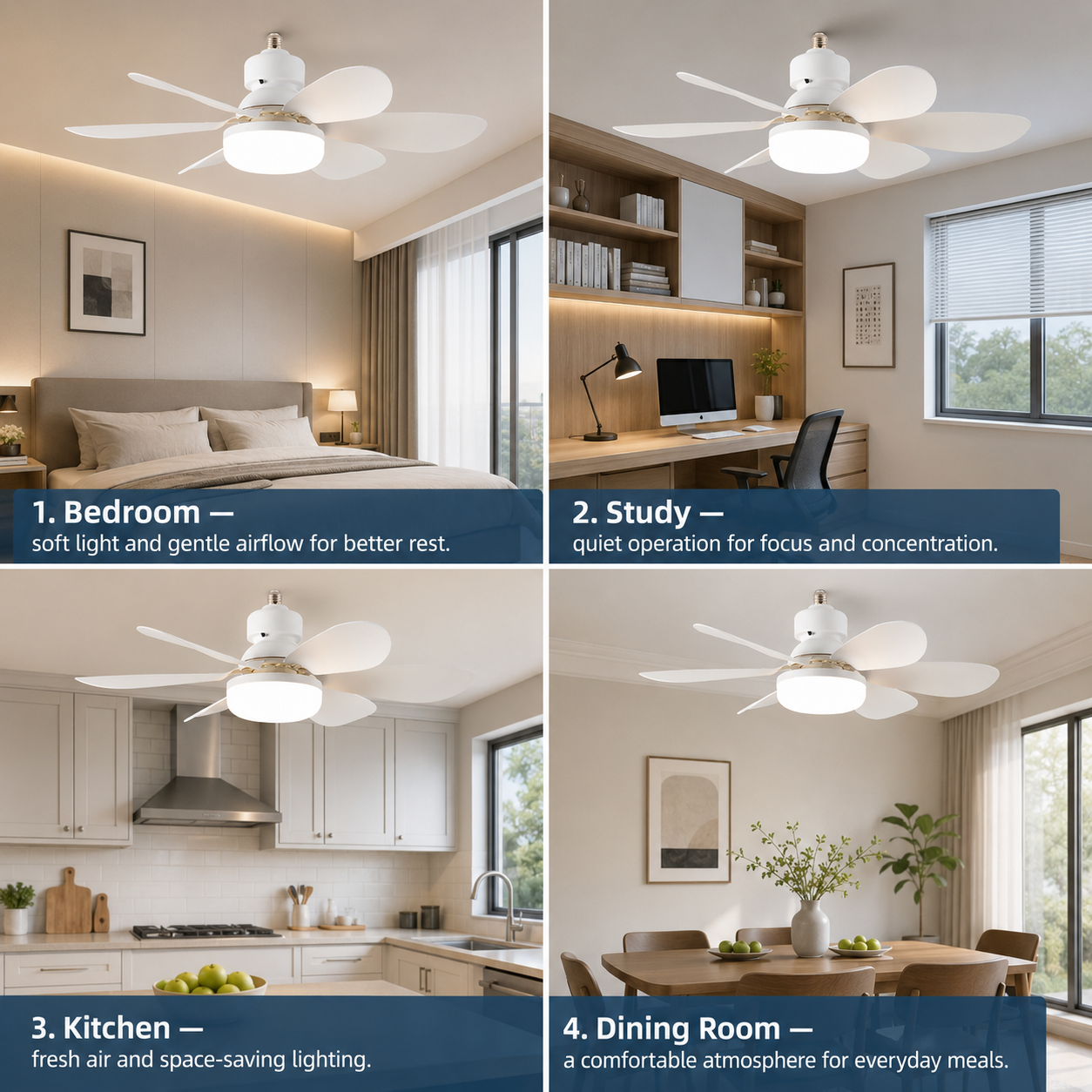 E27 base household silent ceil - Smart Ceiling Fan ulasan dan harga