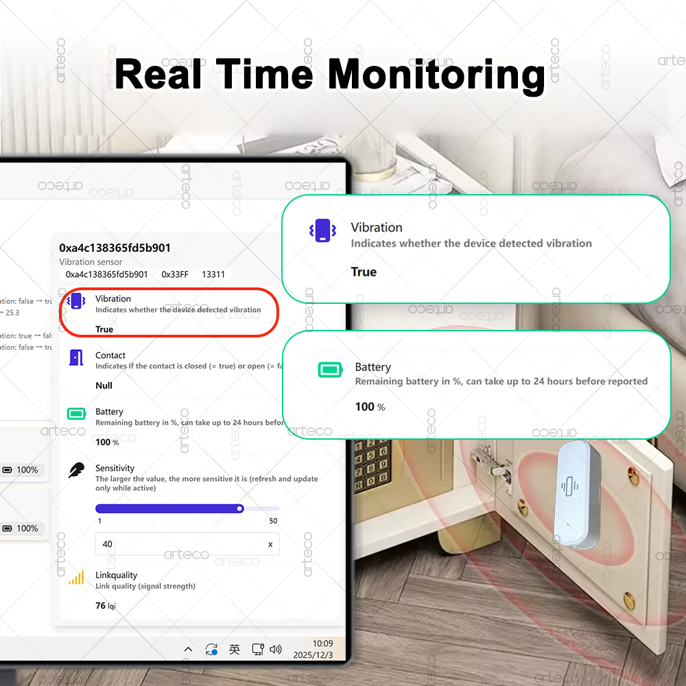 ZigBee Smart Vibration Sensor  - Smart Home Setup ulasan dan harga