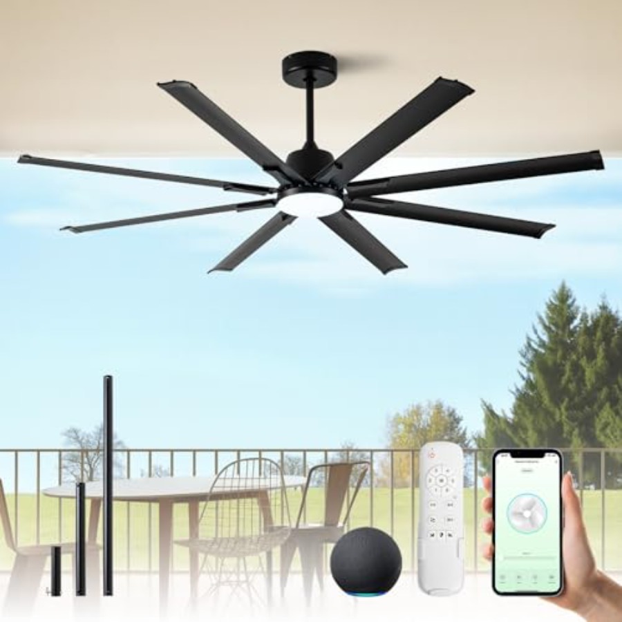 72In Black Aluminum Ceiling Fa - Smart Ceiling Fan ulasan dan harga