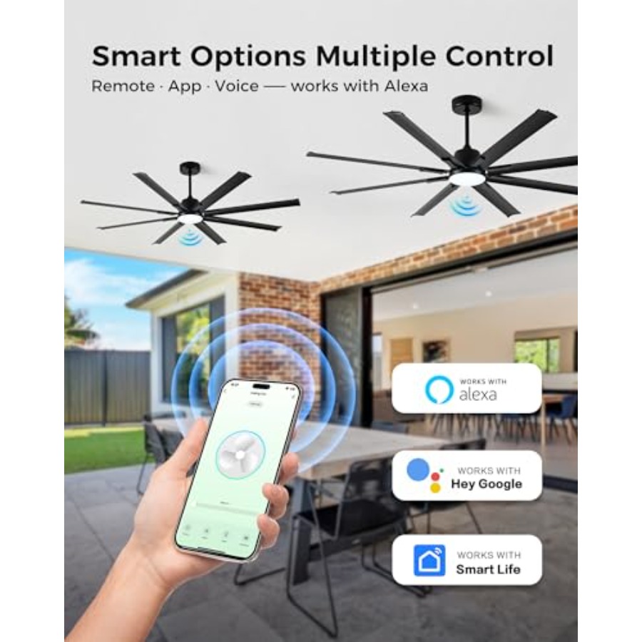 72In Black Aluminum Ceiling Fa - Smart Ceiling Fan ulasan dan harga