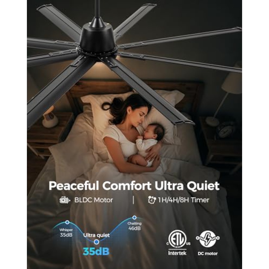 72In Black Aluminum Ceiling Fa - Smart Ceiling Fan ulasan dan harga
