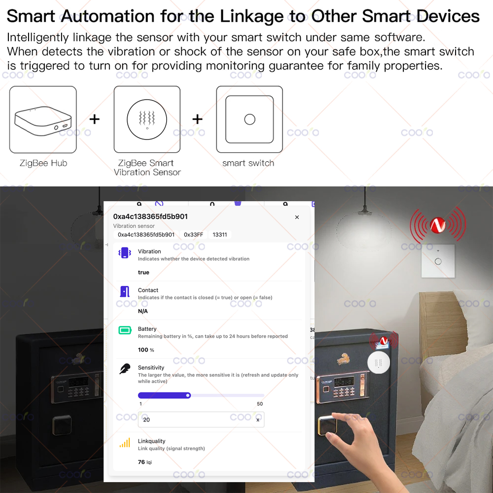 ZigBee 3.0 Vibration Sensor Re - Smart Home Setup ulasan dan harga