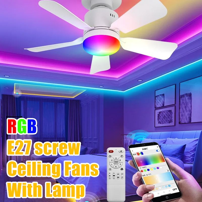 RGB LED Ceiling Fan Lamps E27  - Smart Ceiling Fan ulasan dan harga