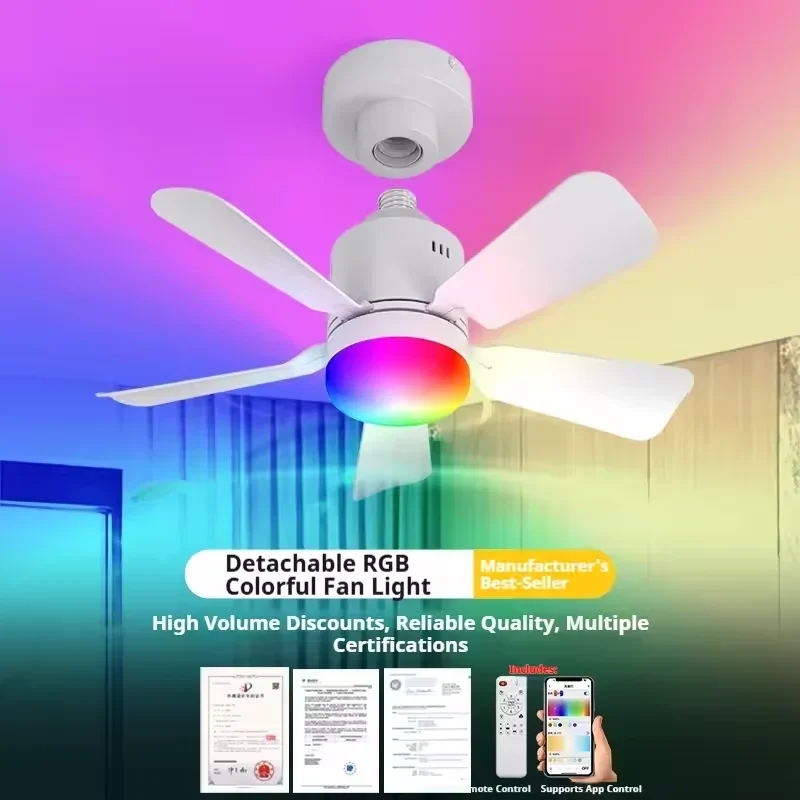 RGB LED Ceiling Fan Lamps E27  - Smart Ceiling Fan ulasan dan harga