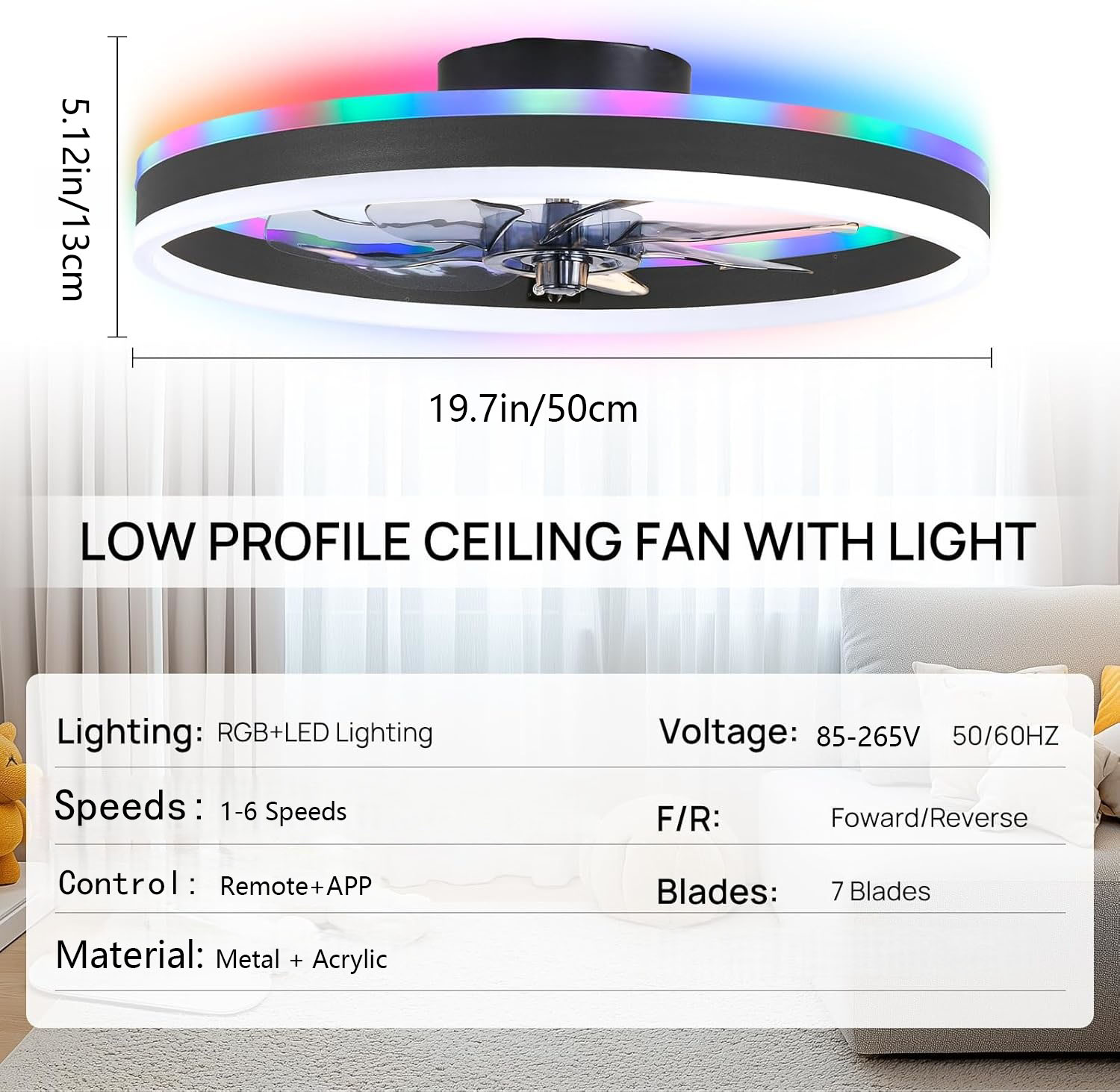 RGB Smart Ceiling Fan Light 6- - Smart Ceiling Fan ulasan dan harga