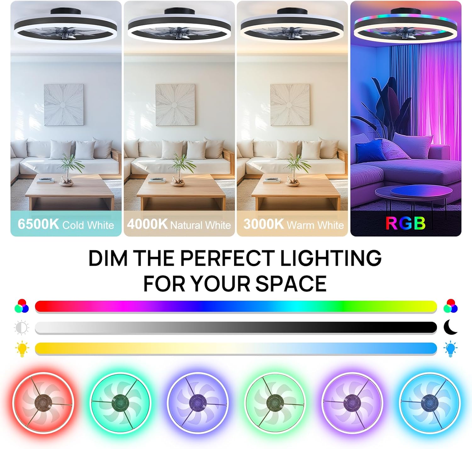 RGB Smart Ceiling Fan Light 6- - Smart Ceiling Fan ulasan dan harga
