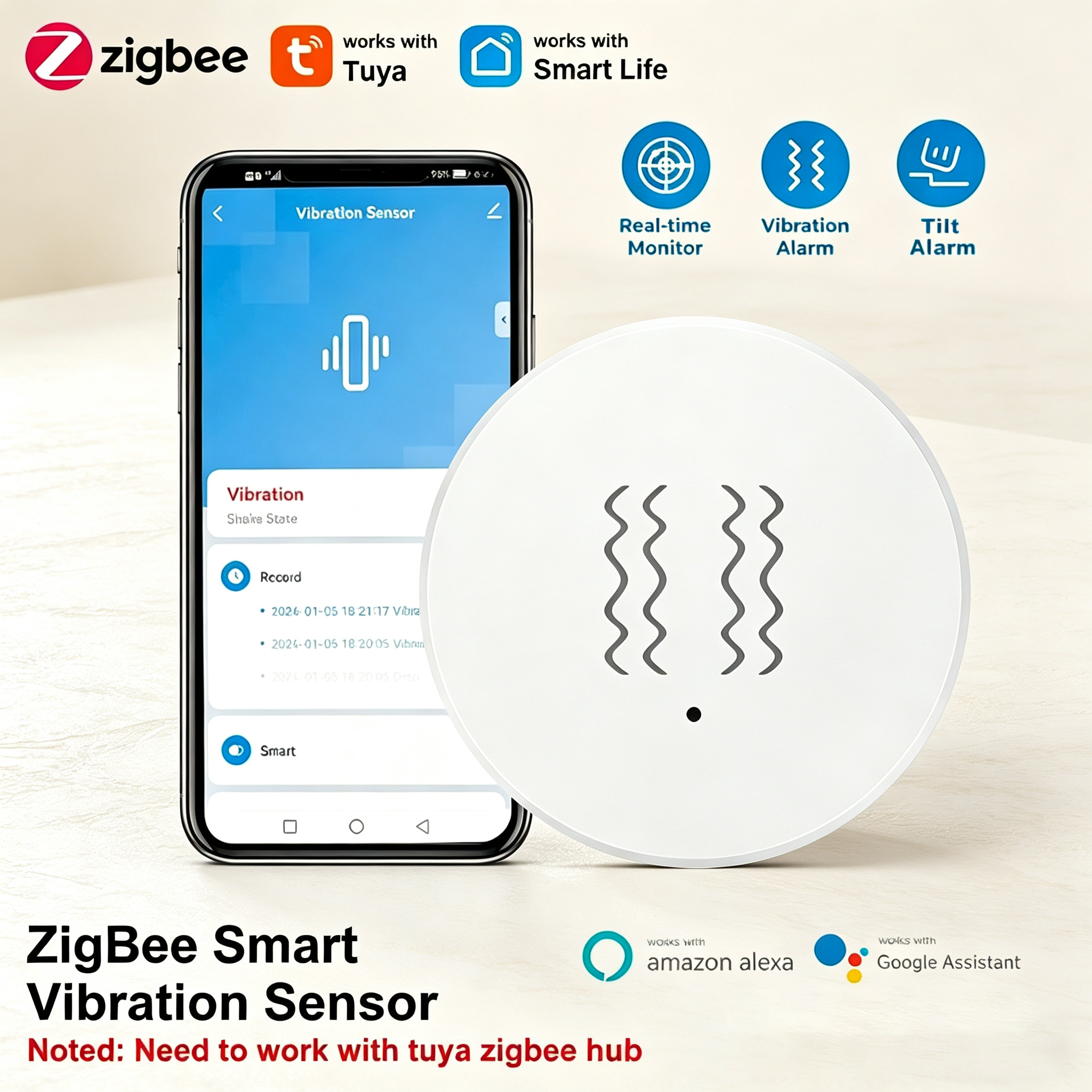 Tuya ZigBee Smart Vibration &  - Smart Home Setup ulasan dan harga