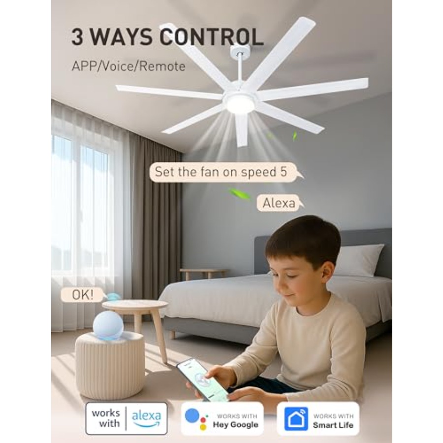 62 inch Smart White Ceiling Fa - Smart Ceiling Fan ulasan dan harga