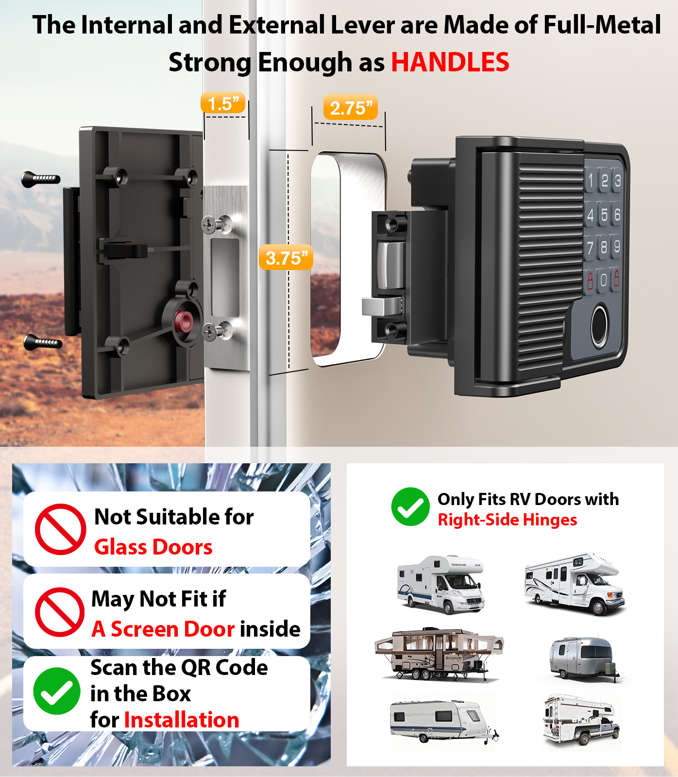 Smart RV Door Locks Keyless En - Smart Door Lock ulasan dan harga