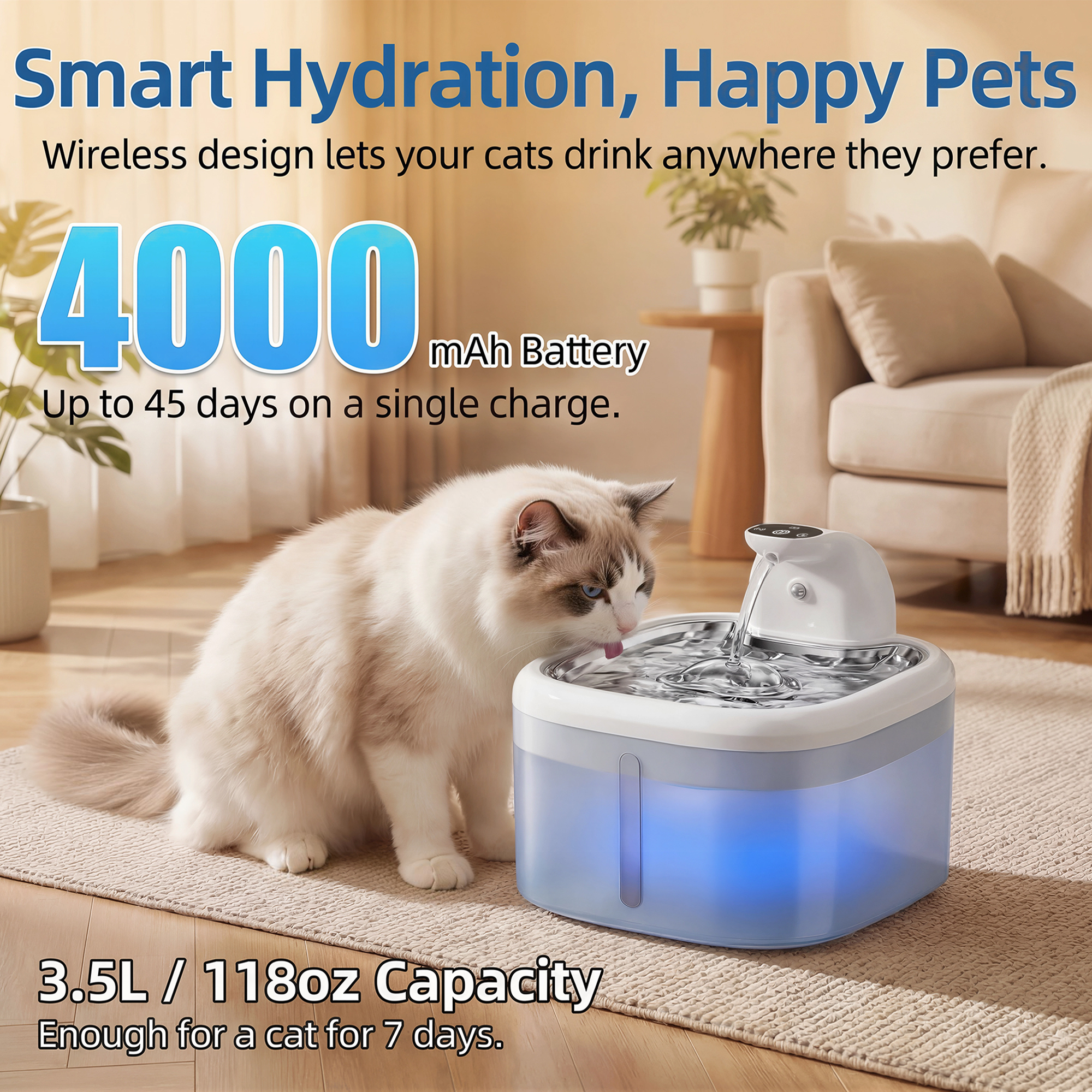 3.5L Wireless Cat Water Founta - Home Smart Kettle ulasan dan harga