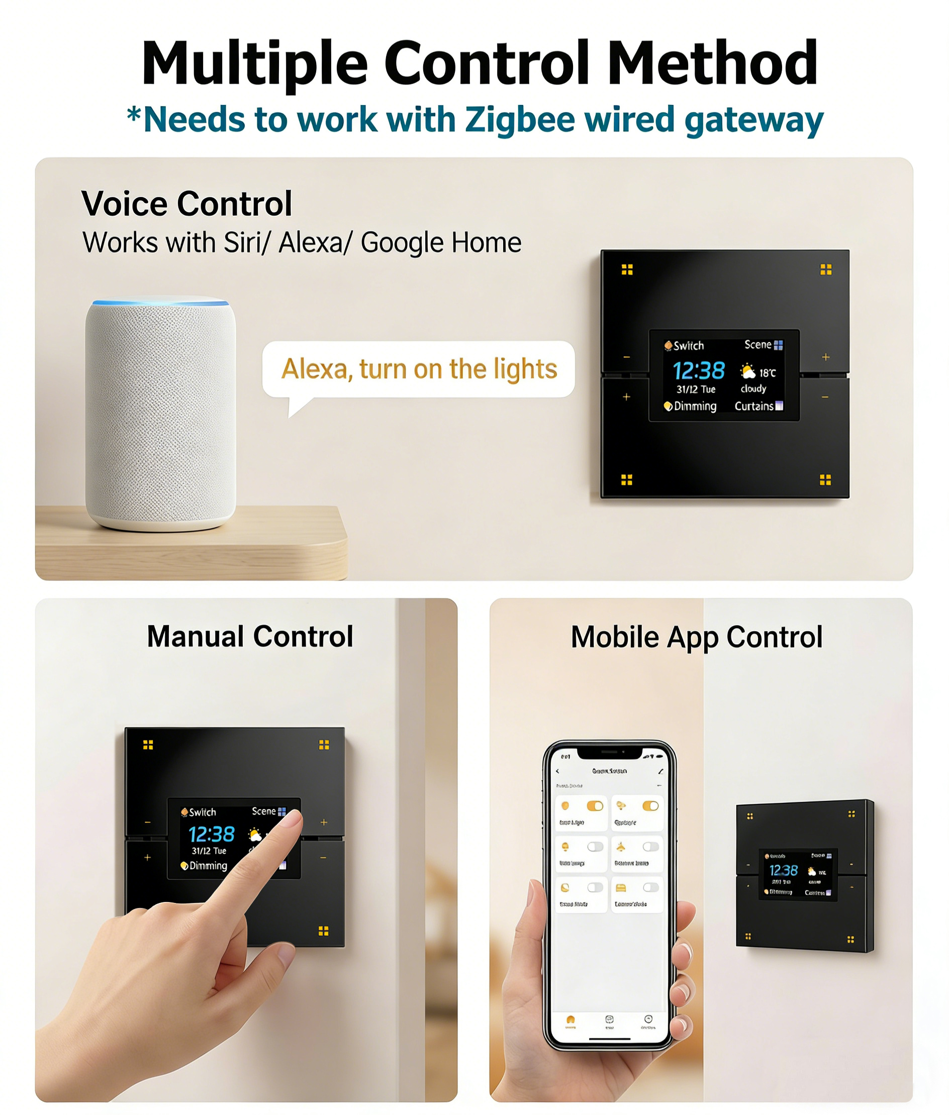 Tuya Smart Wall Switch work Zi - Smart Home Display ulasan dan harga