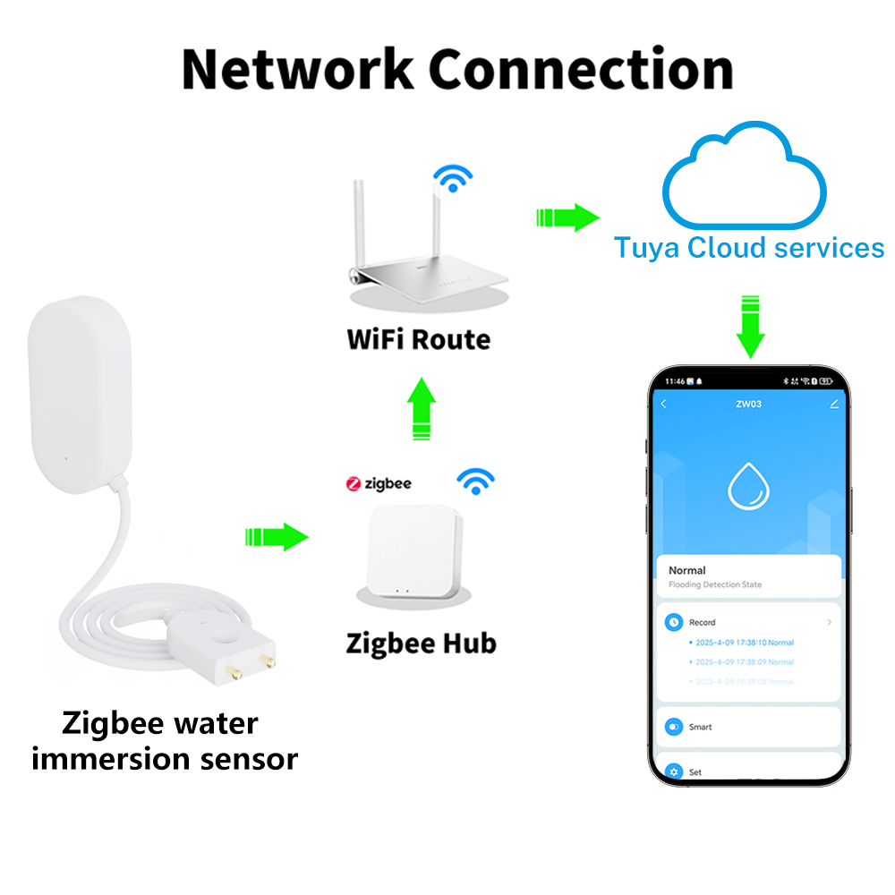 Tuya WiFi ZigBee Water Sensor  - Wifi Water Leak Detector ulasan dan harga