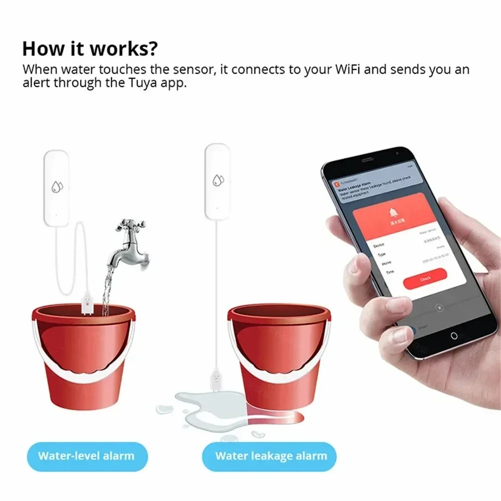 Tuya WiFi Water Sensor Leakage - Wifi Water Leak Detector ulasan dan harga