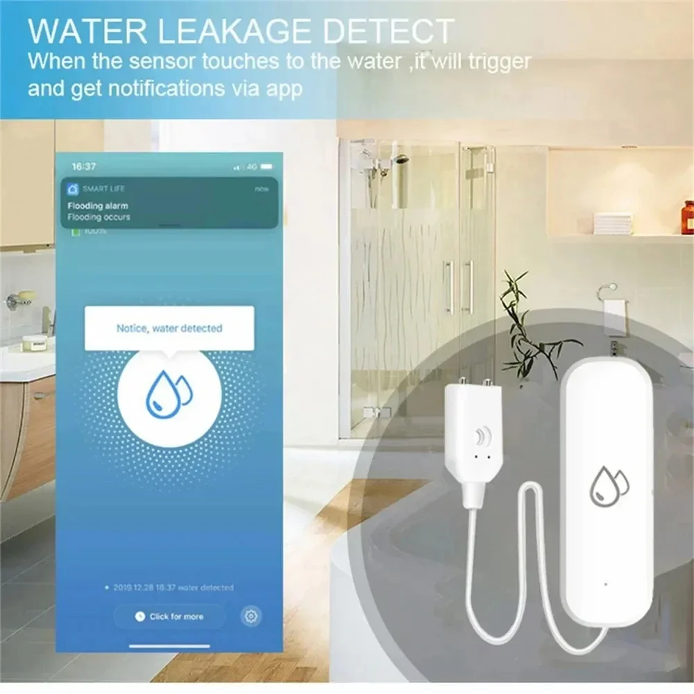 Tuya WiFi Water Sensor Leakage - Wifi Water Leak Detector ulasan dan harga