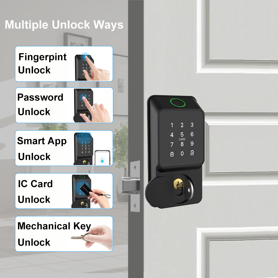 Black Smart Deadbolt Lock Fing - Smart Door Lock ulasan dan harga