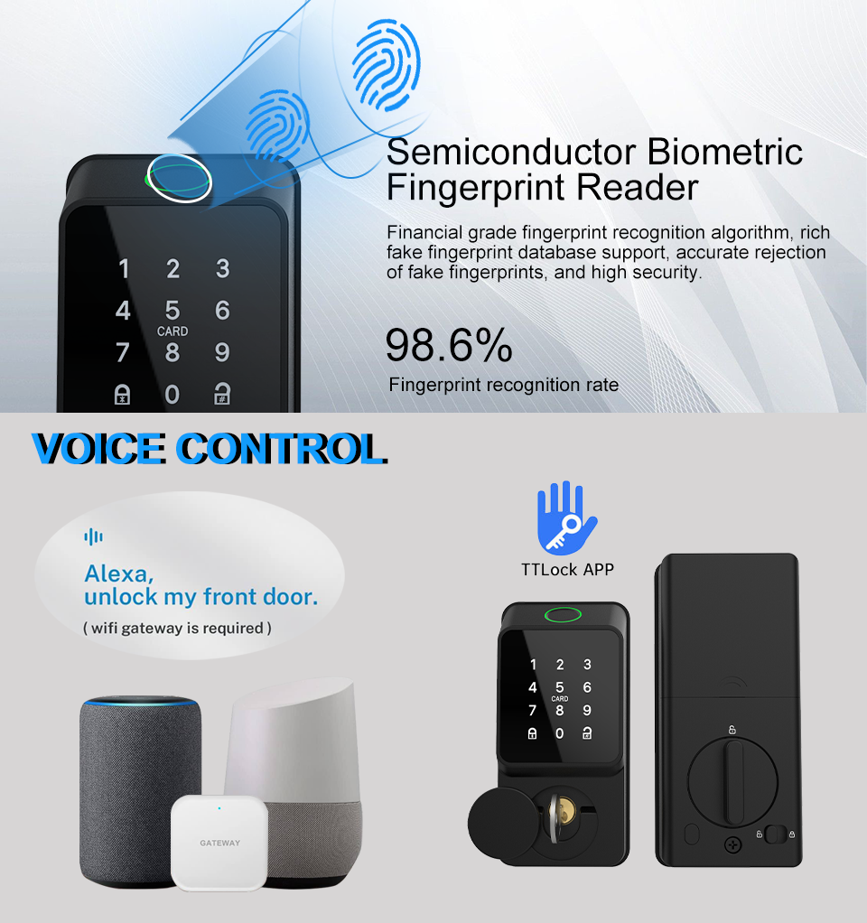 Black Smart Deadbolt Lock Fing - Smart Door Lock ulasan dan harga