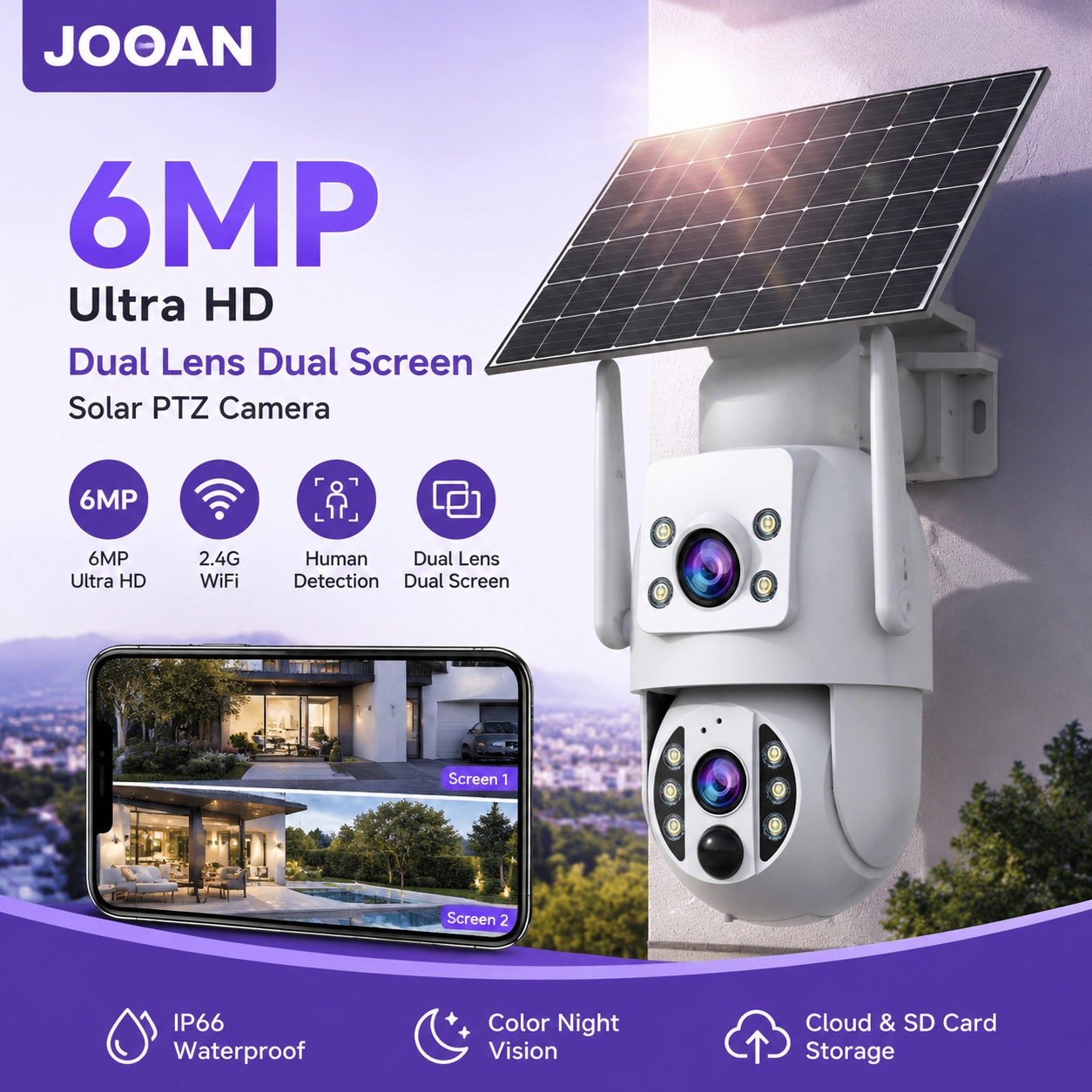 JOOAN 6MP Outdoor Solar Wifi C - Smart Outdoor Plug ulasan dan harga